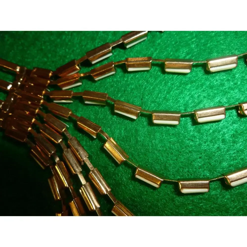 Vintage Bib‎ Collar Egyptian revival White & Clear Rhinestone Necklace 17